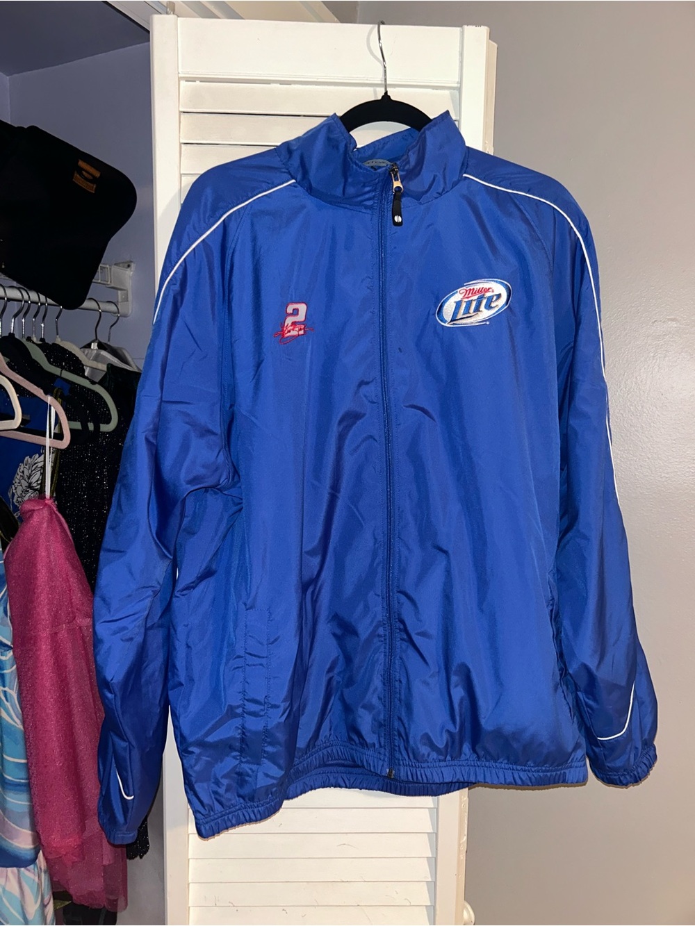 Blue Miller Lite Kurt Busch Windbreaker Jacket #2